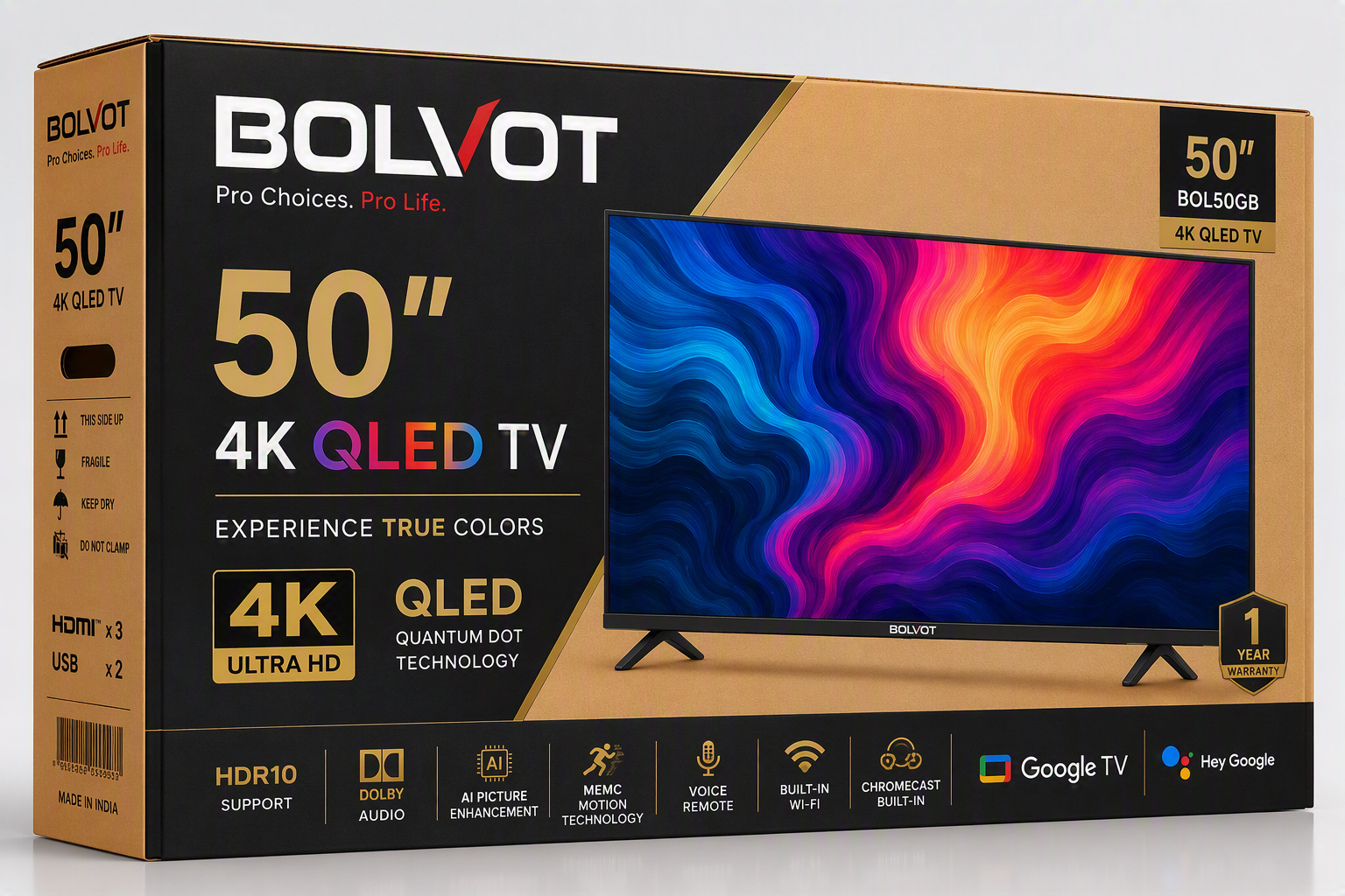 BOLVOT 50" 4K QLED Google TV